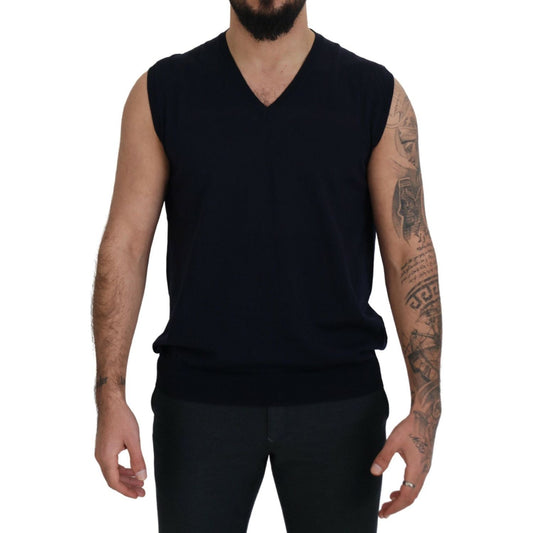 Paolo Pecora Milano Sleek Black V-Neck Sleeveless Tank Paolo Pecora Milano