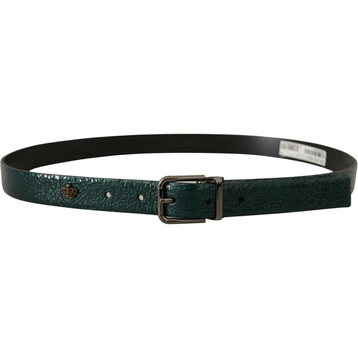 Dolce & Gabbana Elegant Green Leather Belt with Silver Buckle Dolce & Gabbana