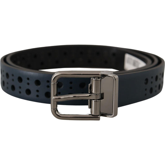 Dolce & Gabbana Elegant Navy Blue Leather Belt Dolce & Gabbana