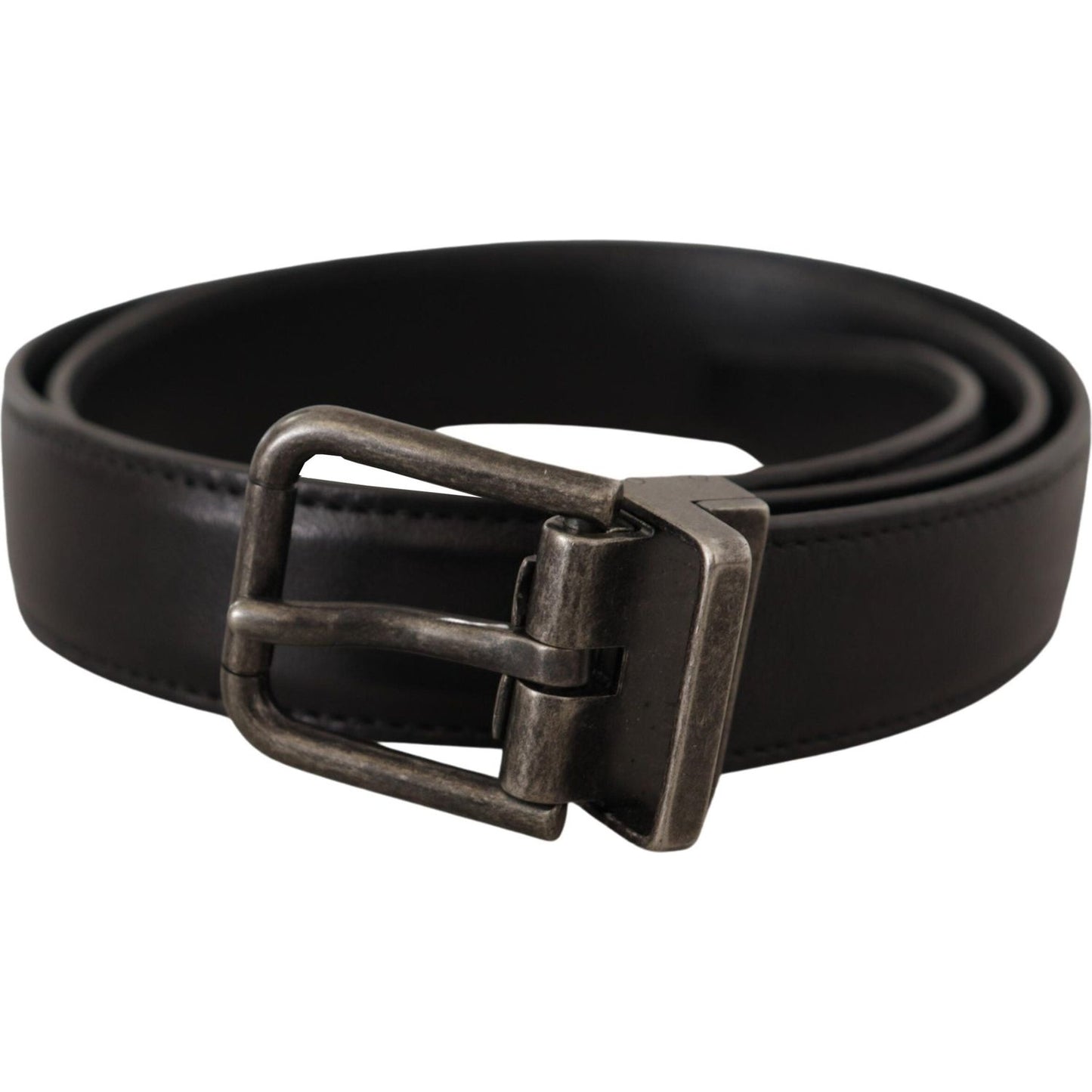 Dolce & Gabbana Elegant Black Leather Belt with Metal Buckle Dolce & Gabbana