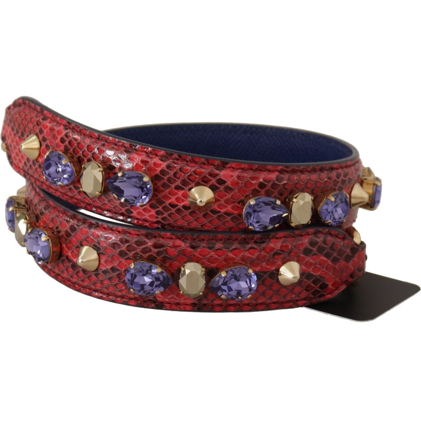 Dolce & Gabbana Red Exotic Leather Crystals Bag Shoulder Strap