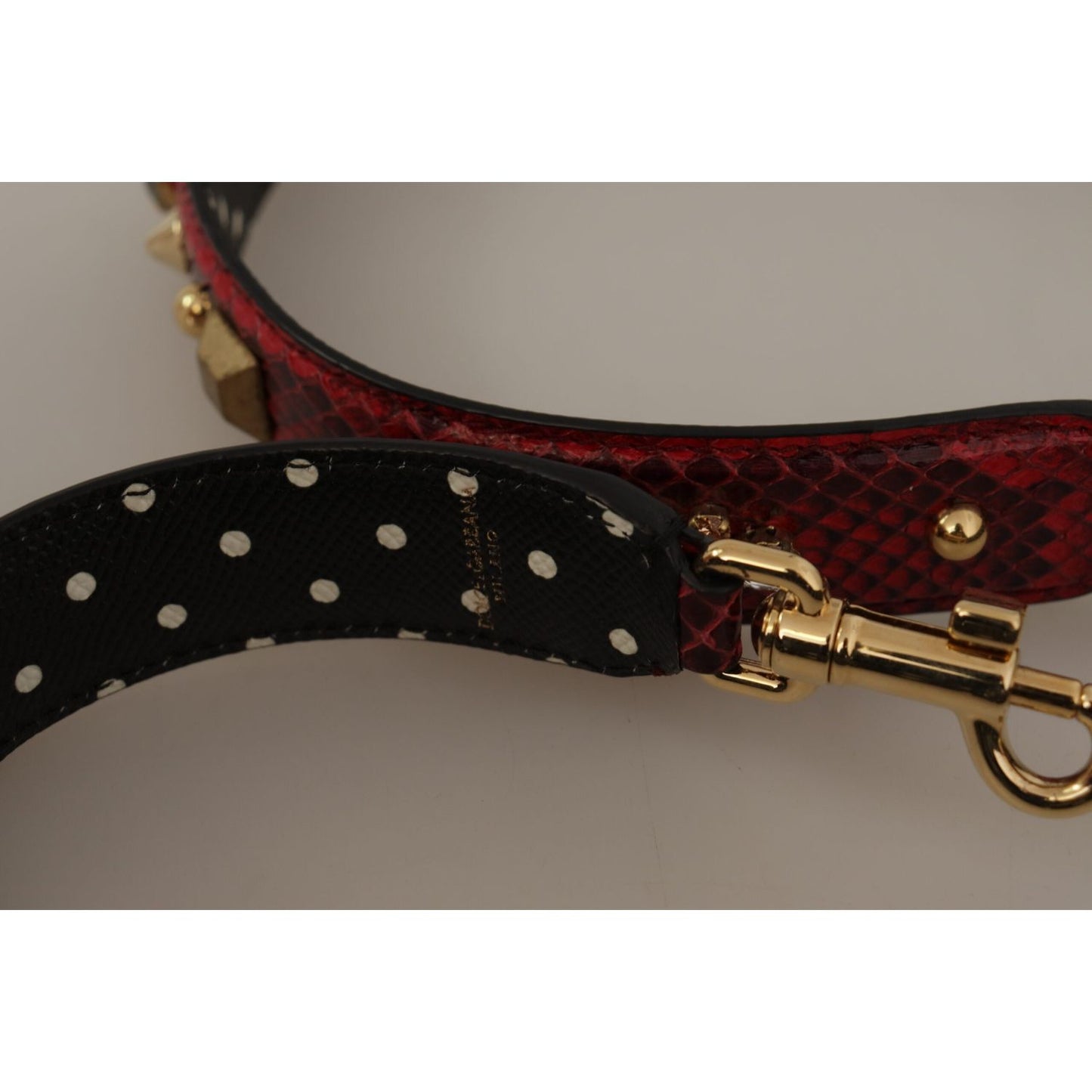 Dolce & Gabbana Red Python Leather Crystals Reversible Shoulder Strap