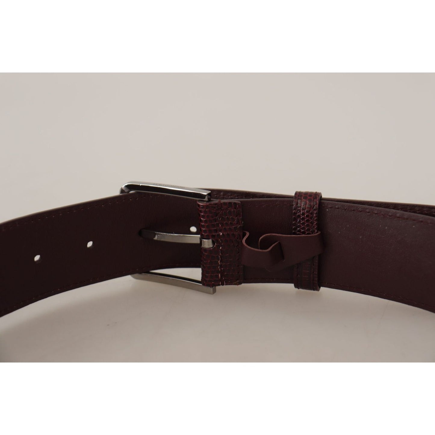 Dolce & Gabbana Elegant Maroon Leather Belt with Engraved Buckle Dolce & Gabbana