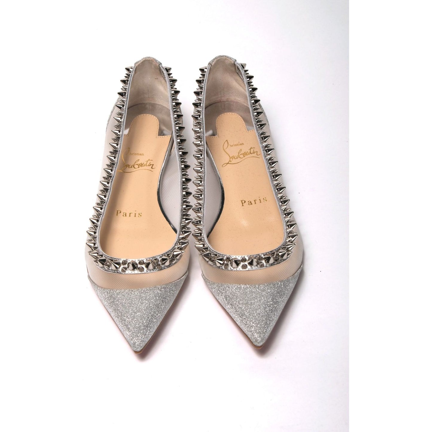 Christian Louboutin Silver Flat Point Toe Shoe Christian Louboutin