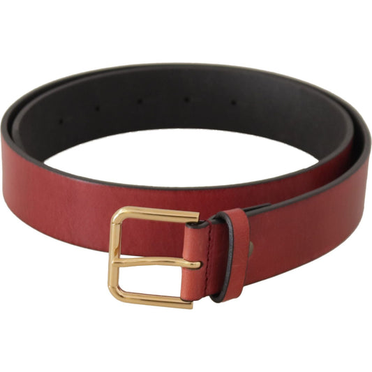 Dolce & Gabbana Elegant Red Leather Belt with Engraved Buckle Dolce & Gabbana