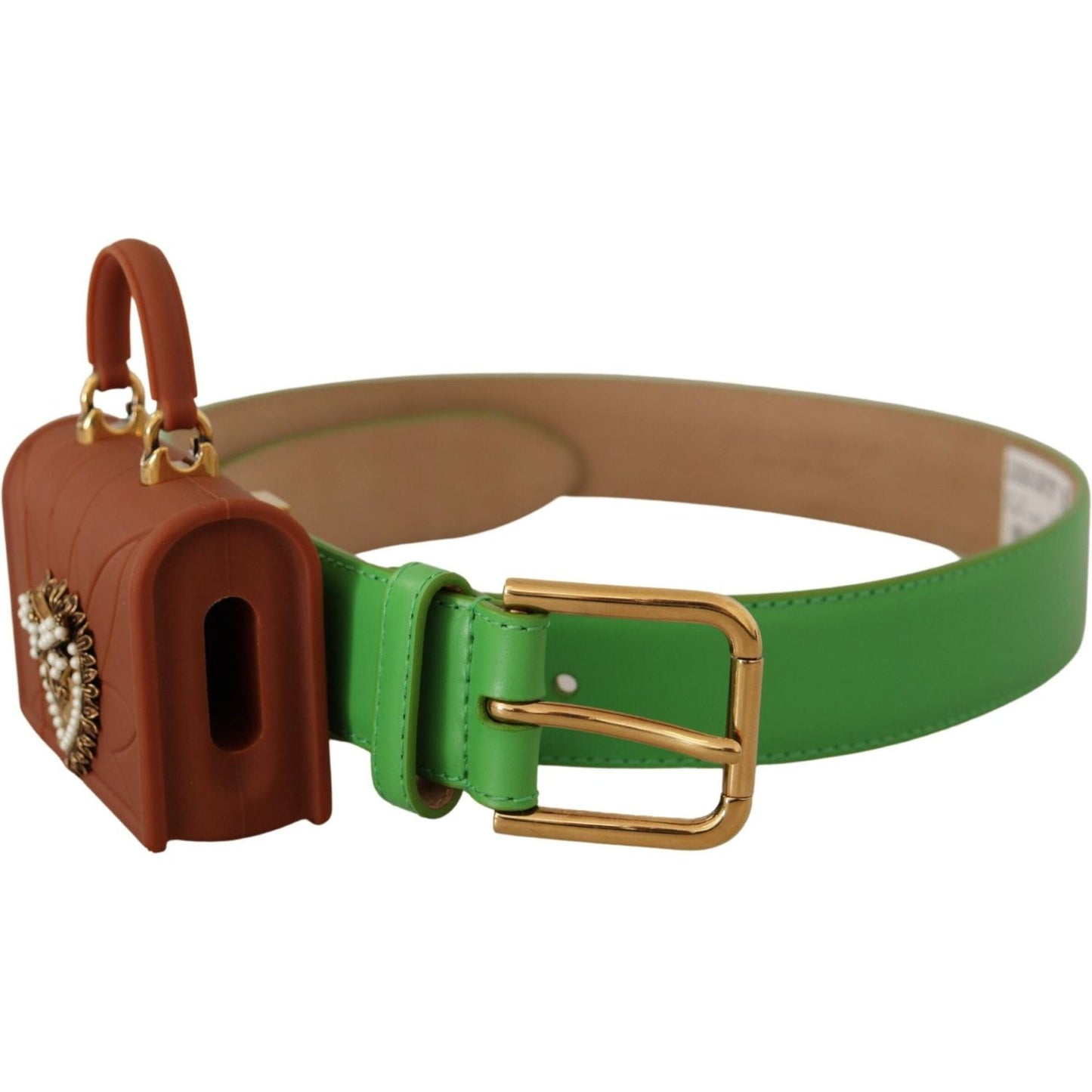 Dolce & Gabbana Chic Emerald Leather Belt with Engraved Buckle Dolce & Gabbana