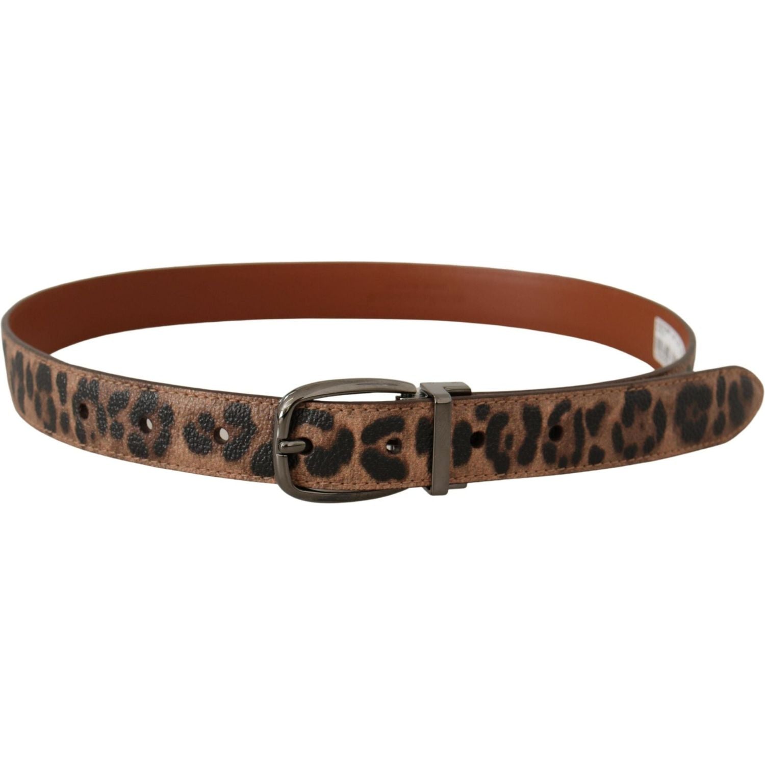 Dolce & Gabbana Brown Leopard Embossed Leather Buckle Belt