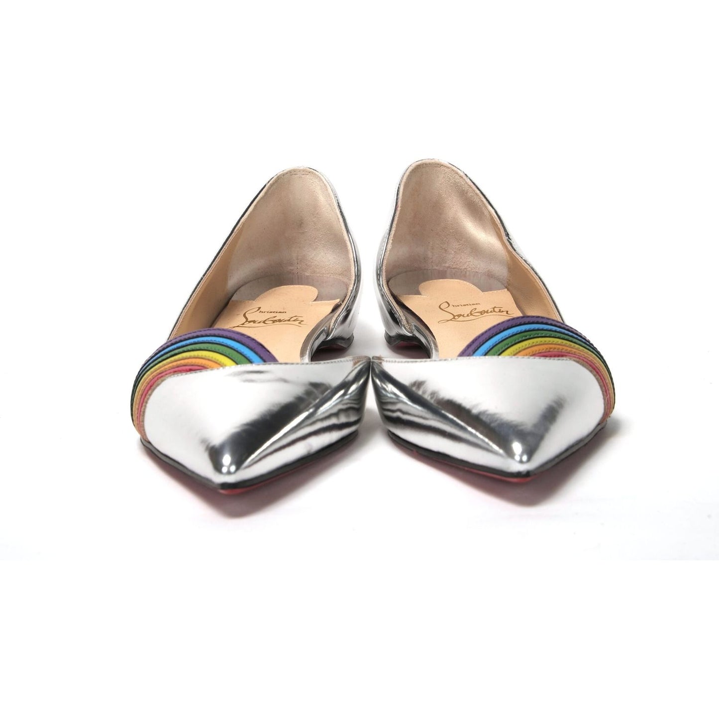 Christian Louboutin Silver Patentleather Flat Point Toe Shoe Christian Louboutin