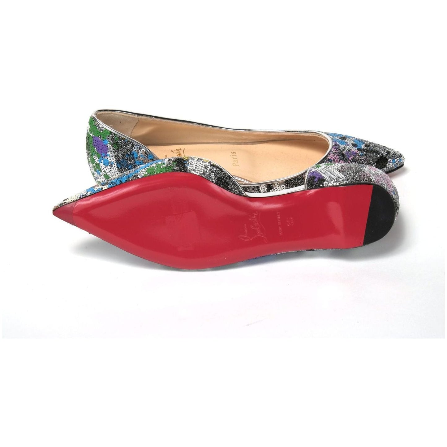 Christian Louboutin Multicolor Silver Flat Point Toe Shoe Christian Louboutin