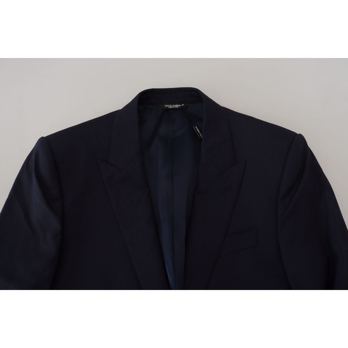 Dolce & Gabbana Blue Wool Slim Fit Formal Coat Blazer
