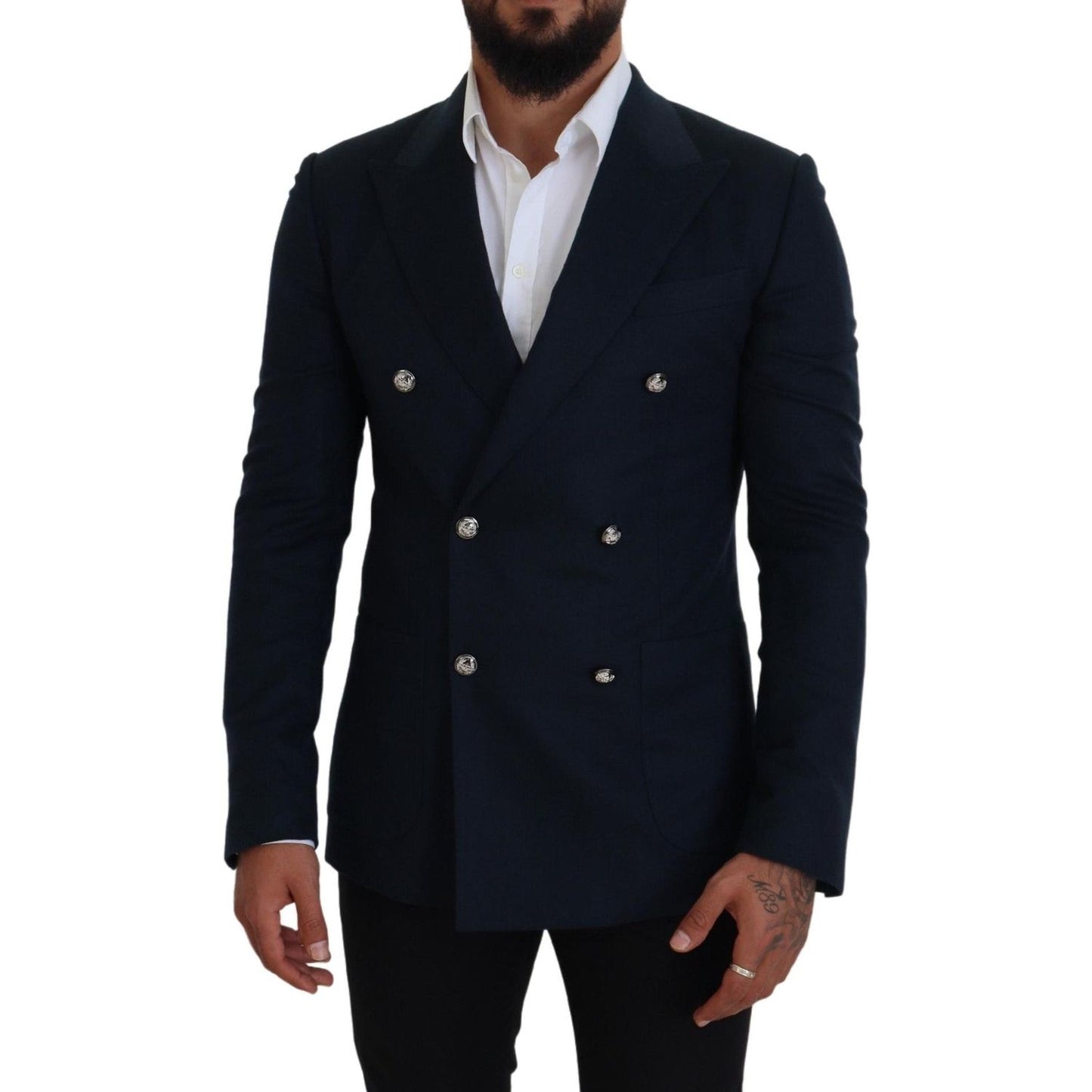 Dolce & Gabbana Elegant Cashmere-Silk Blend Blue Blazer Dolce & Gabbana