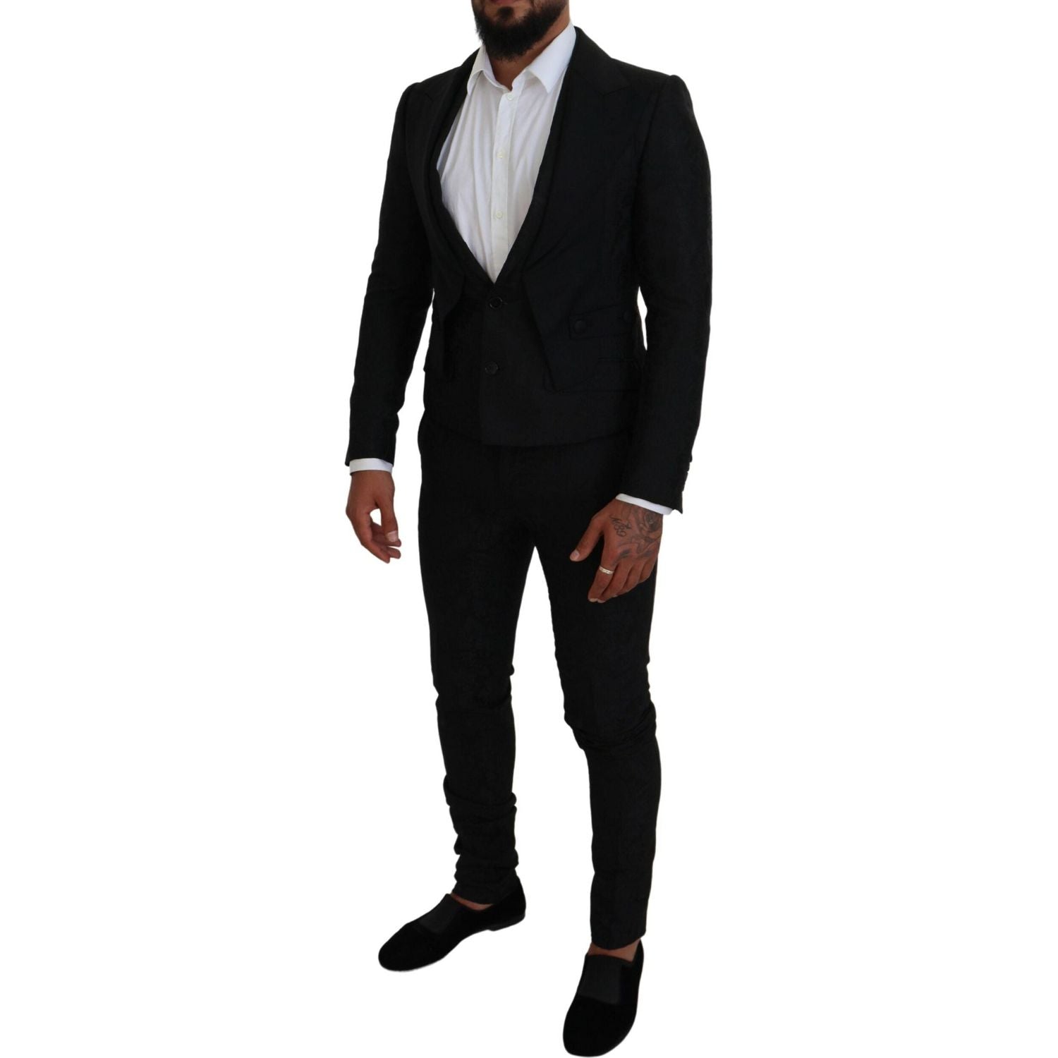 Dolce & Gabbana Black Polyester Men 2 Piece MARTINI Suit