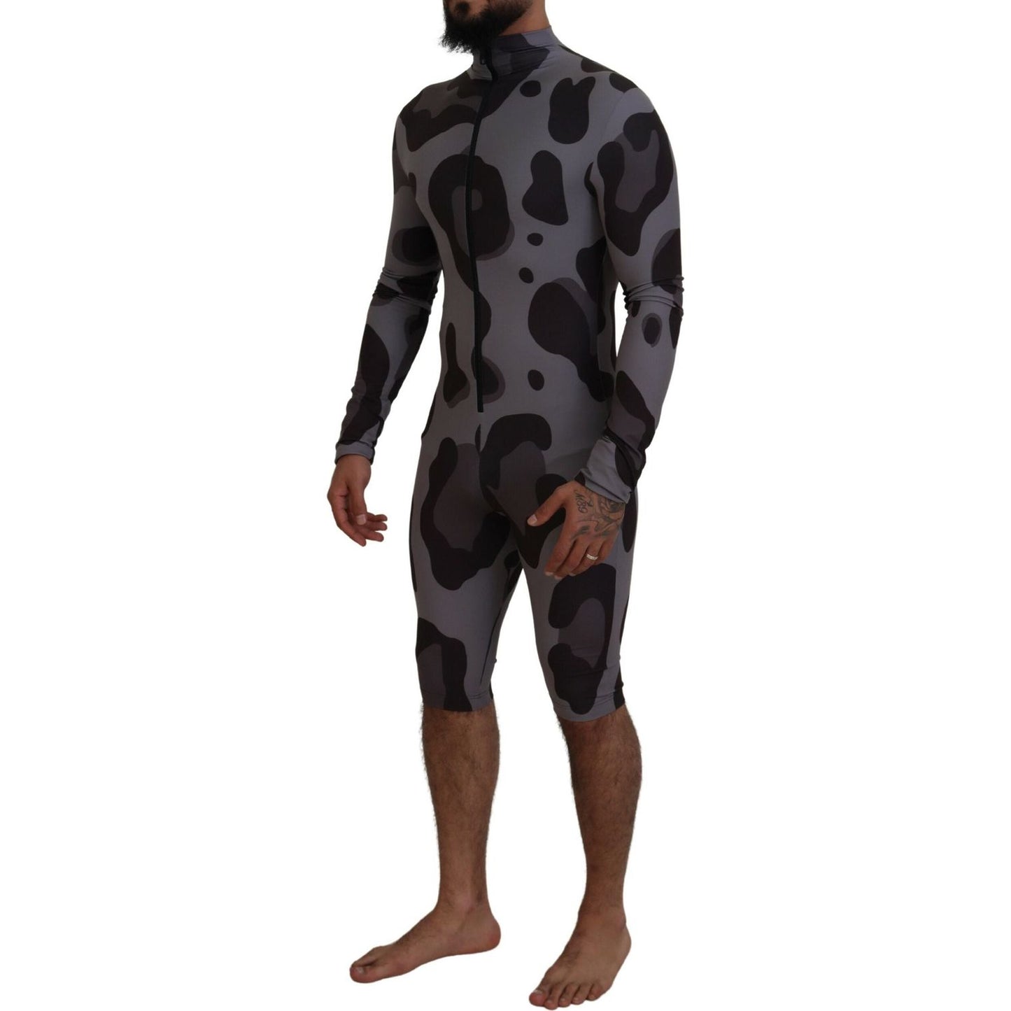 Dolce & Gabbana Elite Gray Patterned Men's Wetsuit Swimwear Dolce & Gabbana