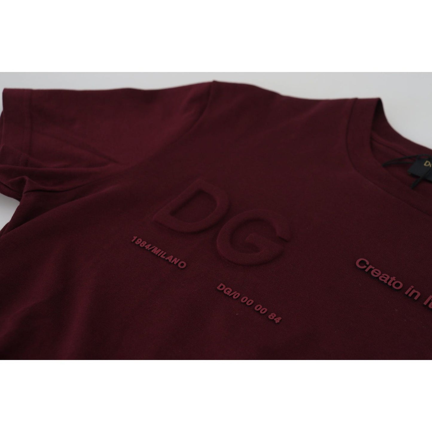 Dolce & Gabbana Maroon Printed Short Sleeves Men T-shirt
