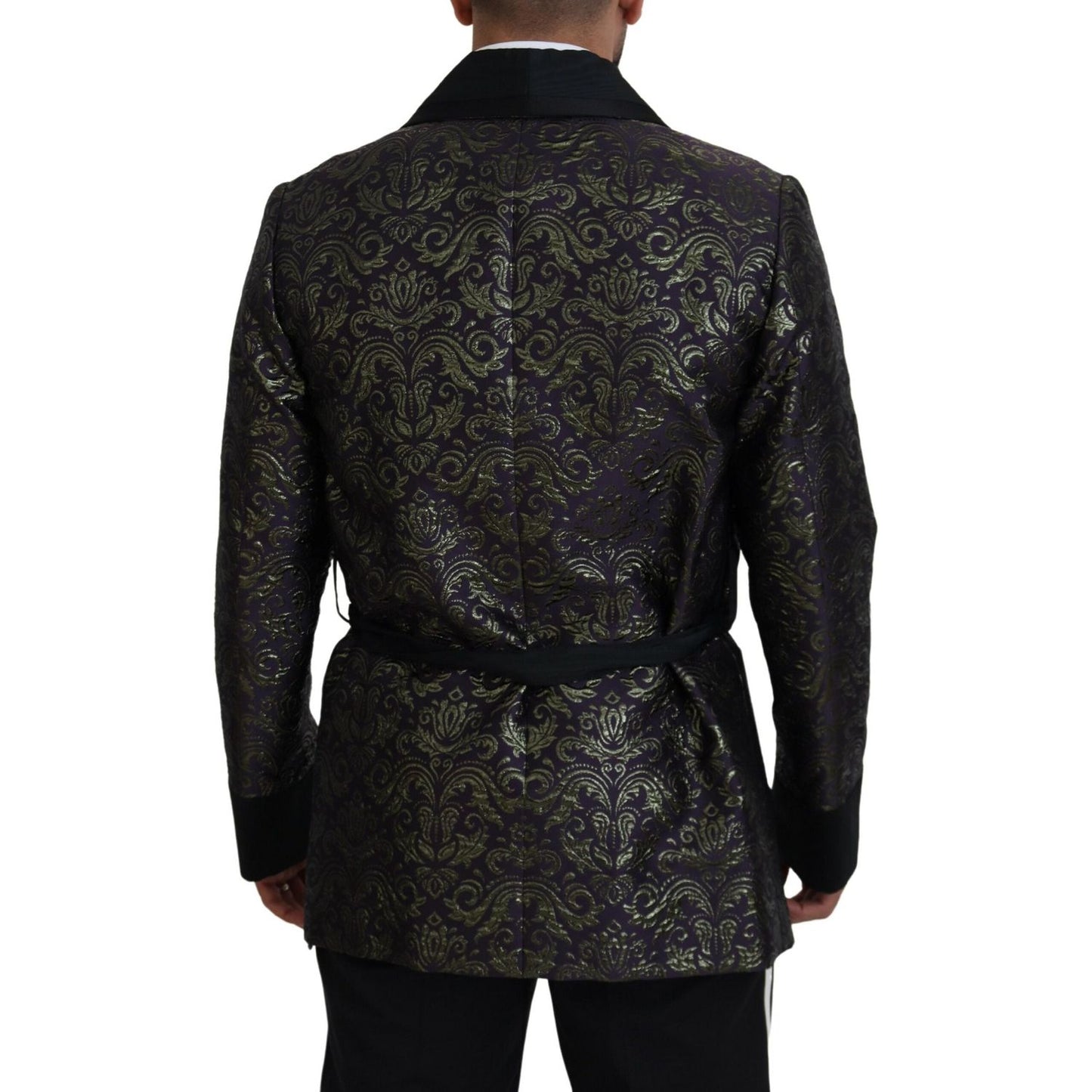 Dolce & Gabbana Gold Jacquard Robe Jacket Dolce & Gabbana