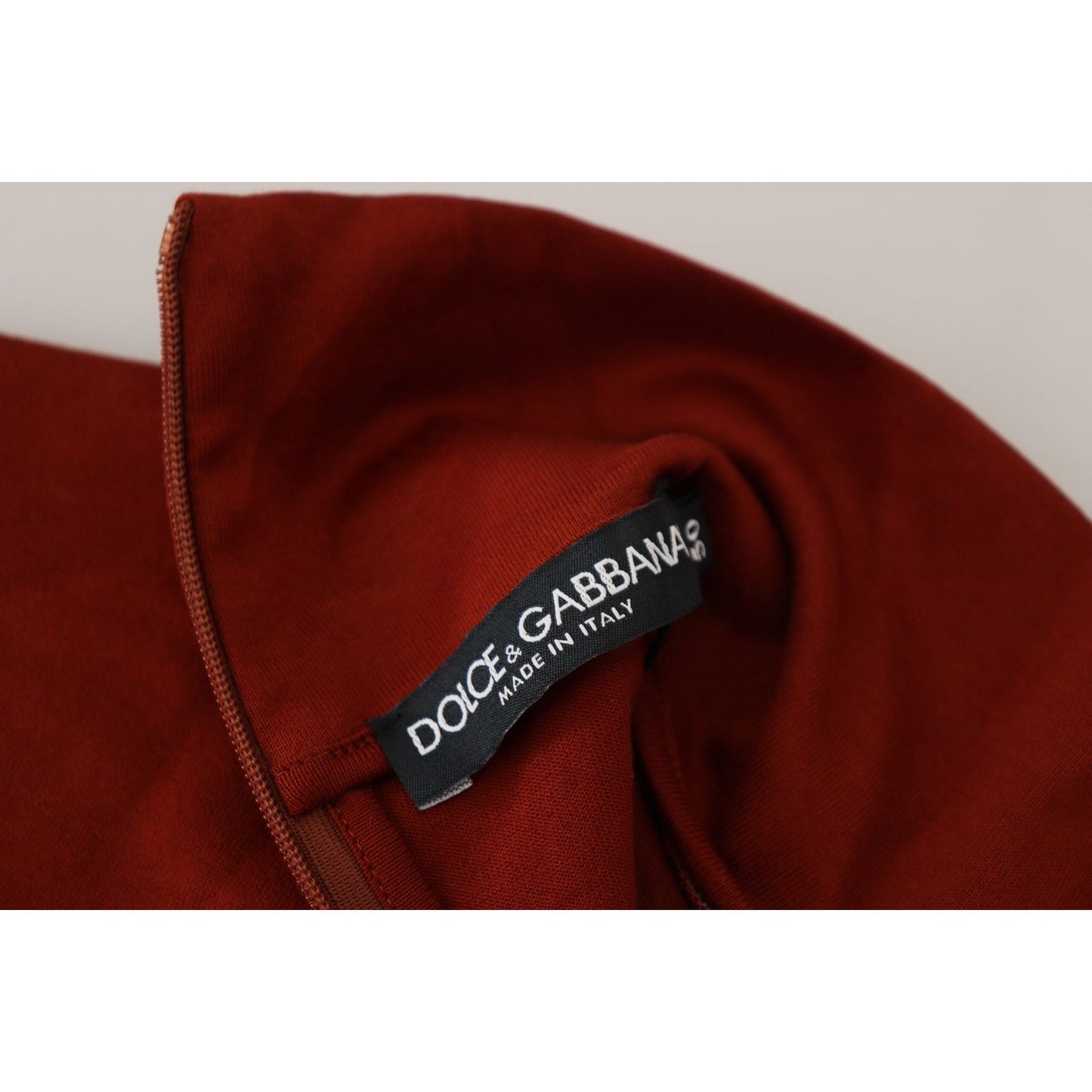 Dolce & Gabbana Elegant Maroon Collar Zip Sweater Dolce & Gabbana