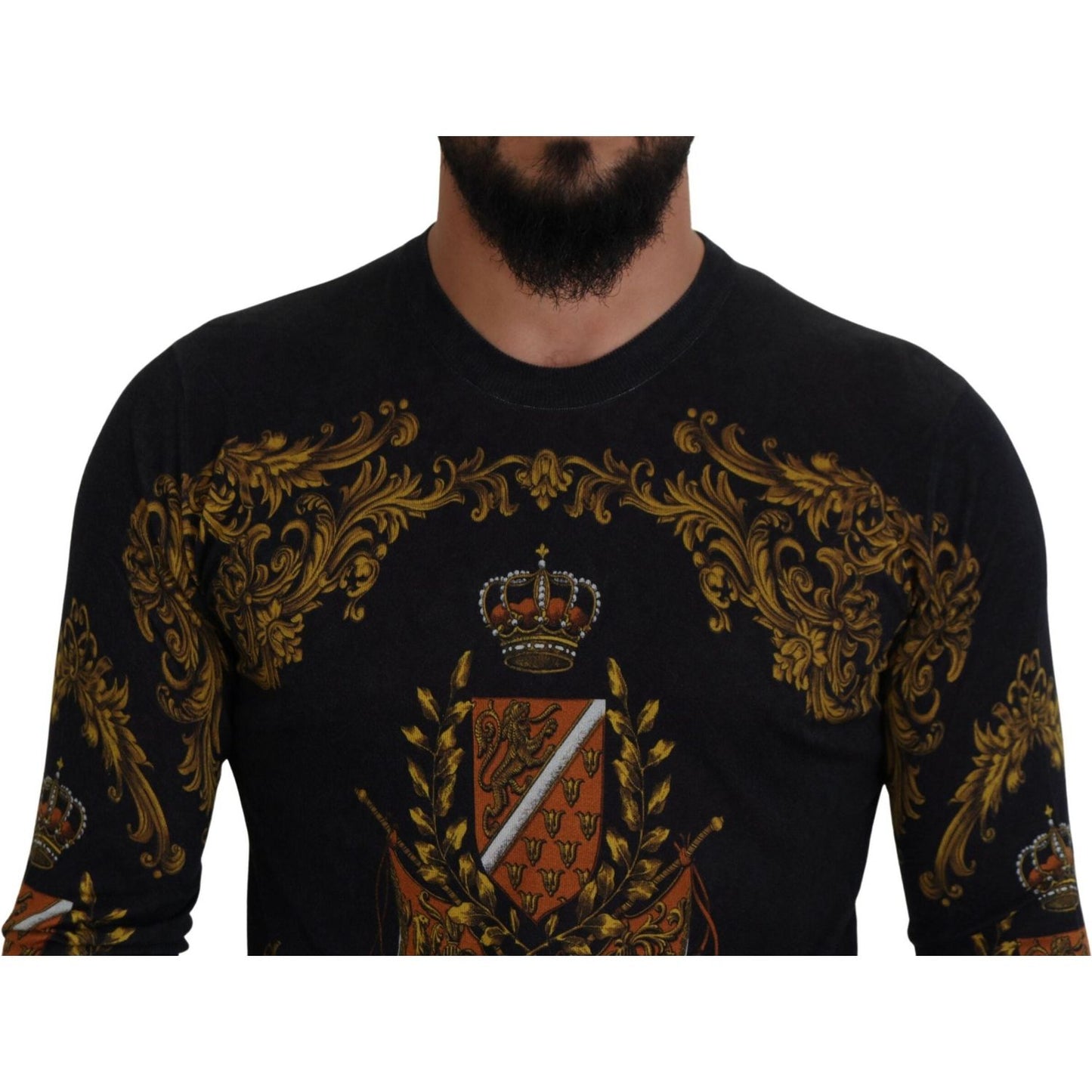 Dolce & Gabbana Baroque Medal Motive Silk Sweater Dolce & Gabbana