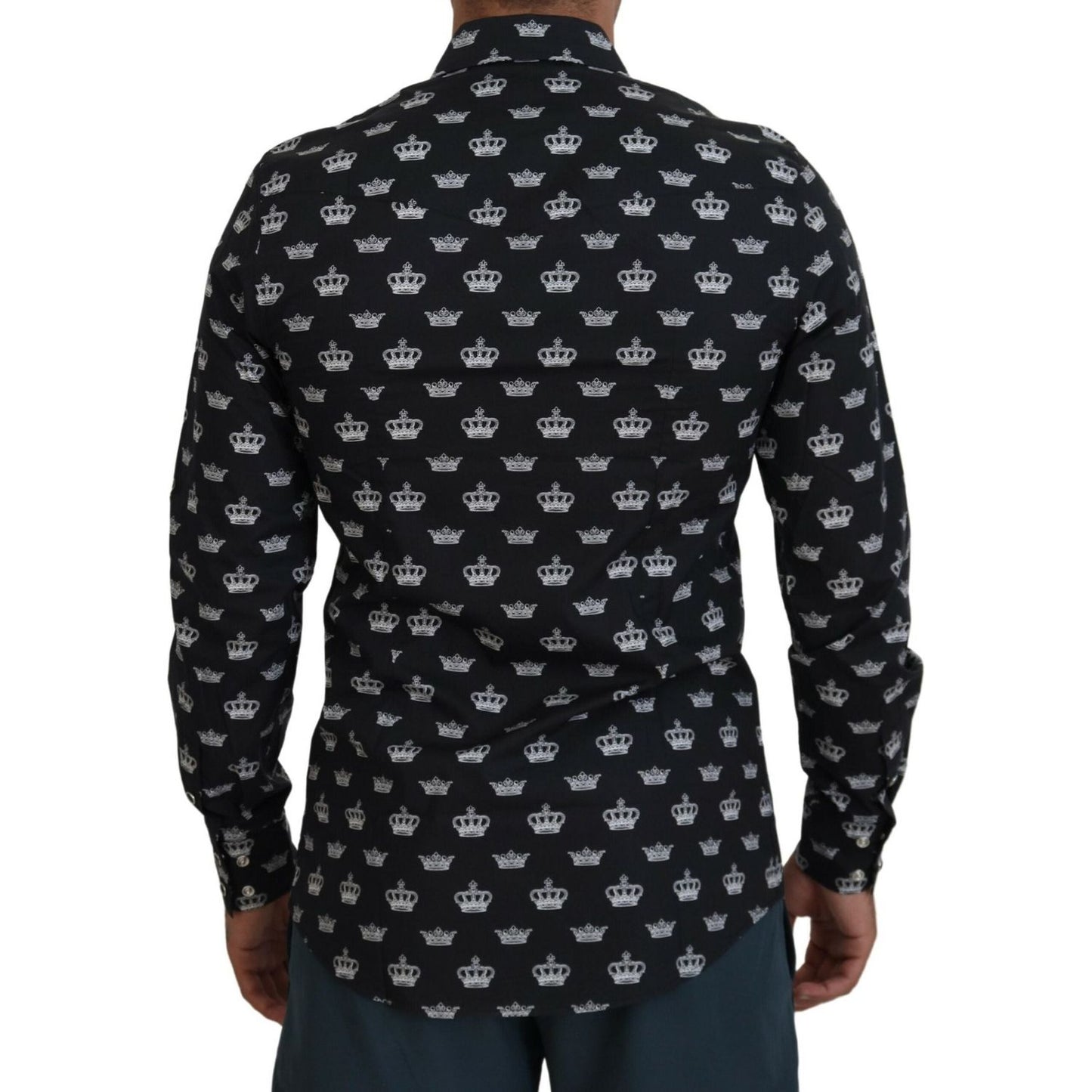 Dolce & Gabbana Elegant Slim Fit Crown Print Formal Shirt Dolce & Gabbana