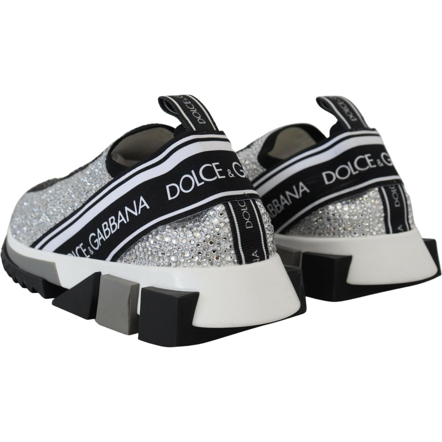 Dolce & Gabbana Sparkling Silver Rhinestone Sneakers Dolce & Gabbana