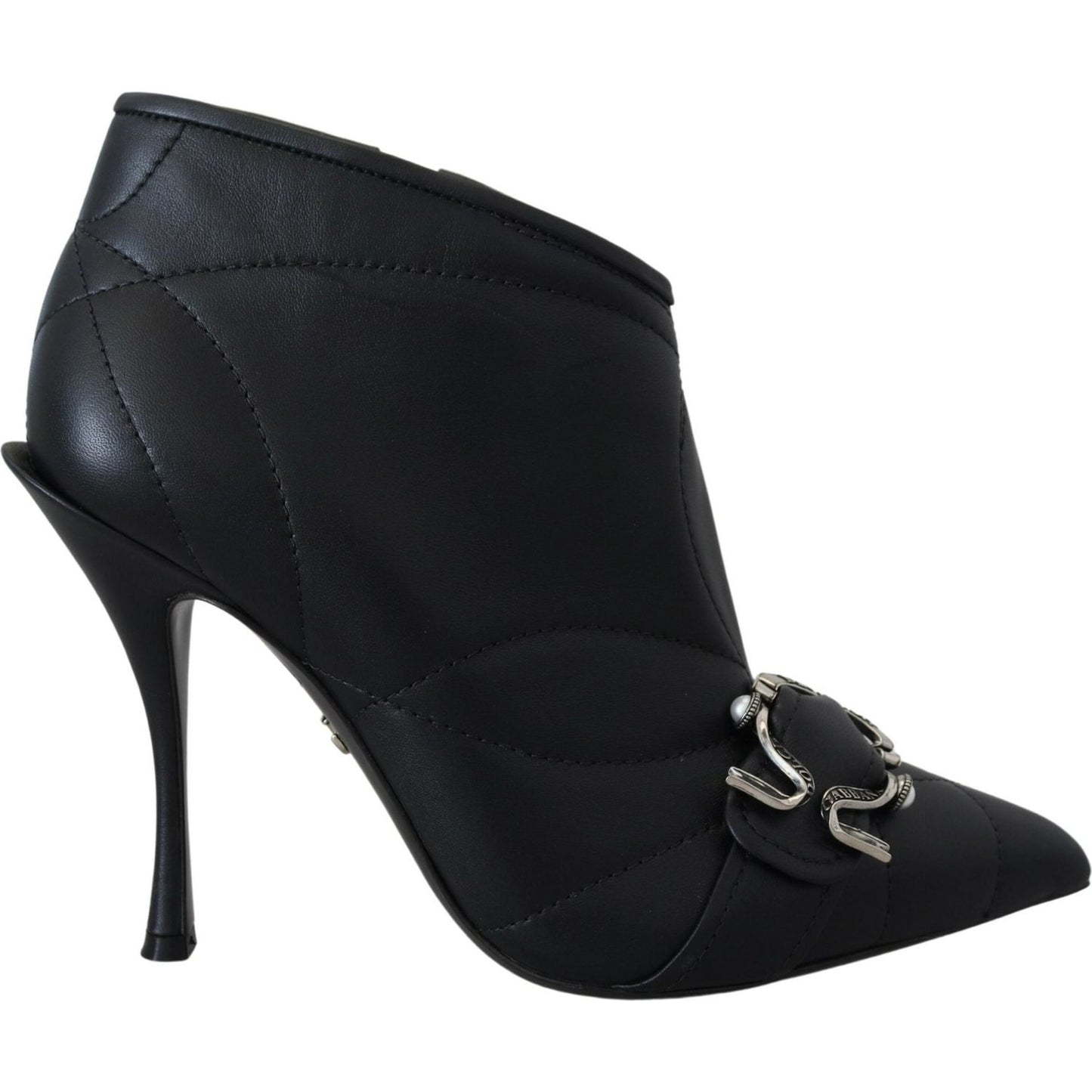 Dolce & Gabbana Elegant Black Quilted Leather Booties Dolce & Gabbana