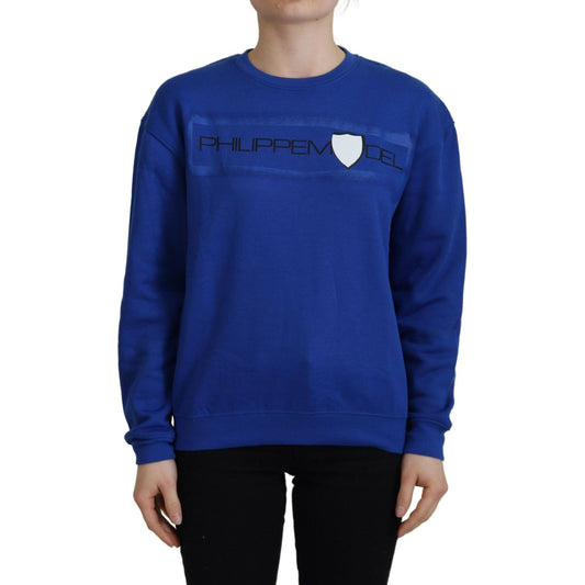 Philippe Model Chic Blue Printed Long Sleeve Pullover Sweater Philippe Model