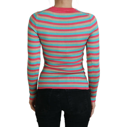 Dolce & Gabbana Multicolor Crewneck Pullover Silk Sweater
