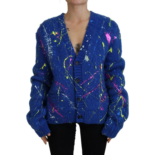 Dolce & Gabbana Elegant Multicolor Splash Mohair Cardigan Dolce & Gabbana