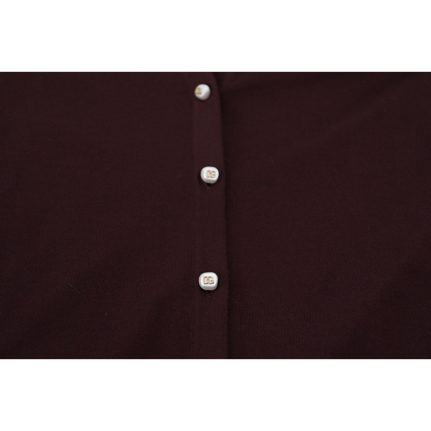 Dolce & Gabbana Maroon Wool Knit Deep V-neck Cardigan Sweater