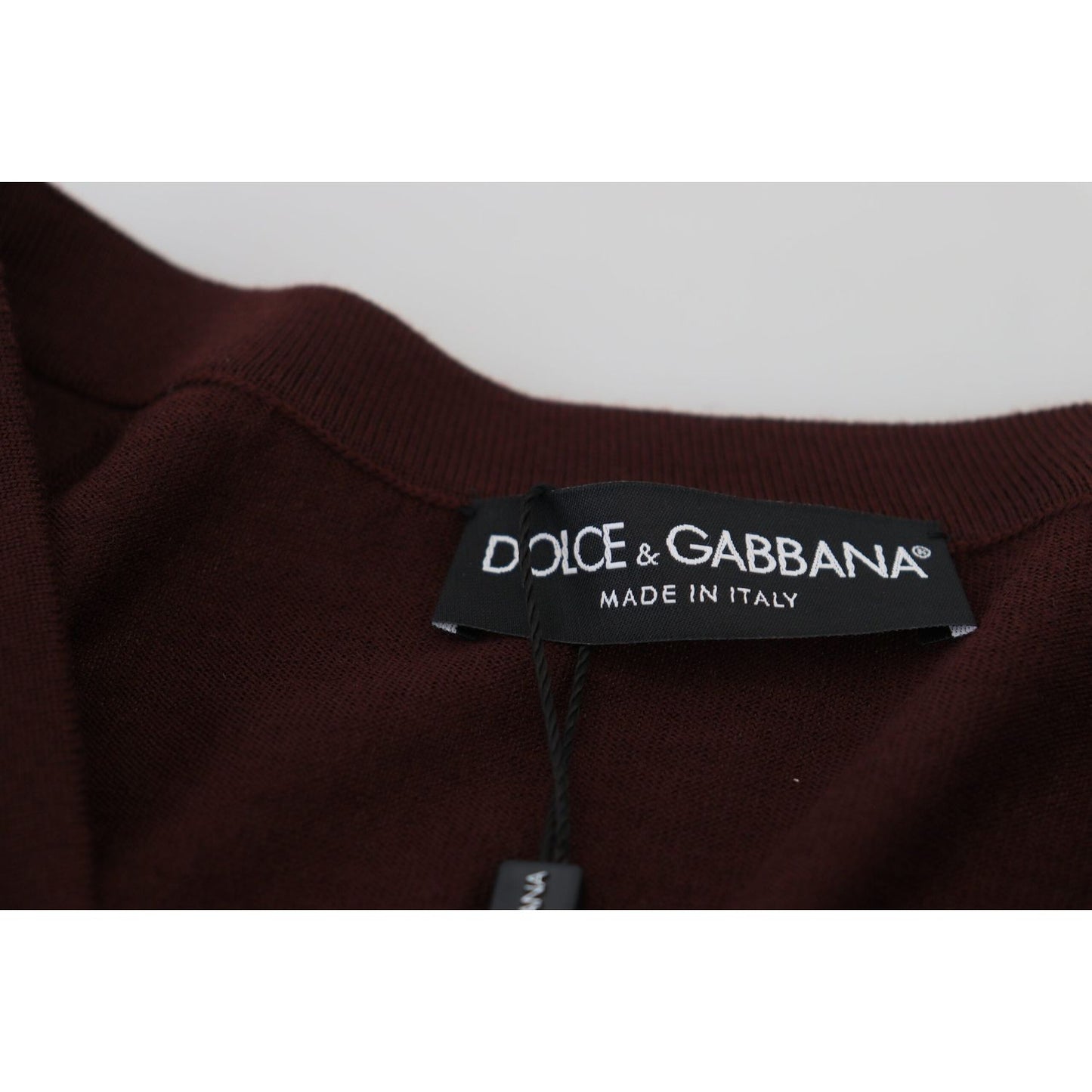 Dolce & Gabbana Chic Maroon V-Neck Wool Cardigan Dolce & Gabbana