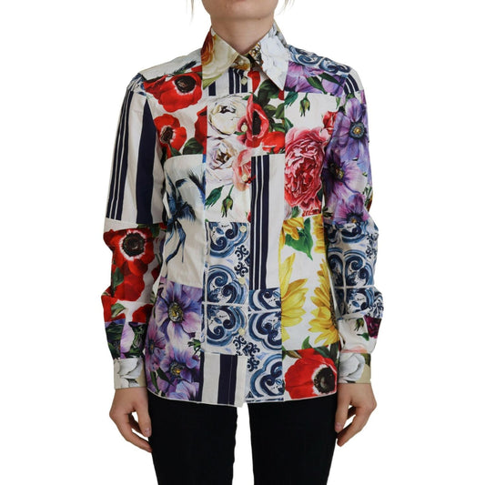 Dolce & Gabbana Elegant Floral Cotton Long Sleeve Top Dolce & Gabbana