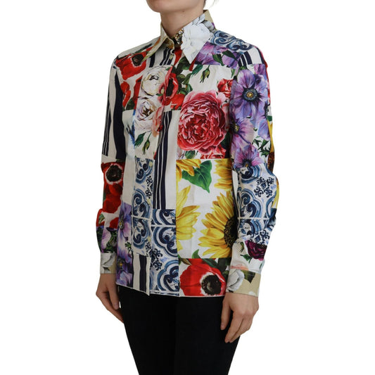 Dolce & Gabbana Elegant Floral Cotton Long Sleeve Top Dolce & Gabbana