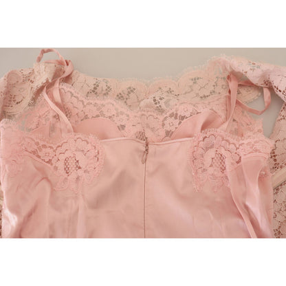 Dolce & Gabbana Elegant Sheer Lace Sleeveless Blouse in Pink Dolce & Gabbana