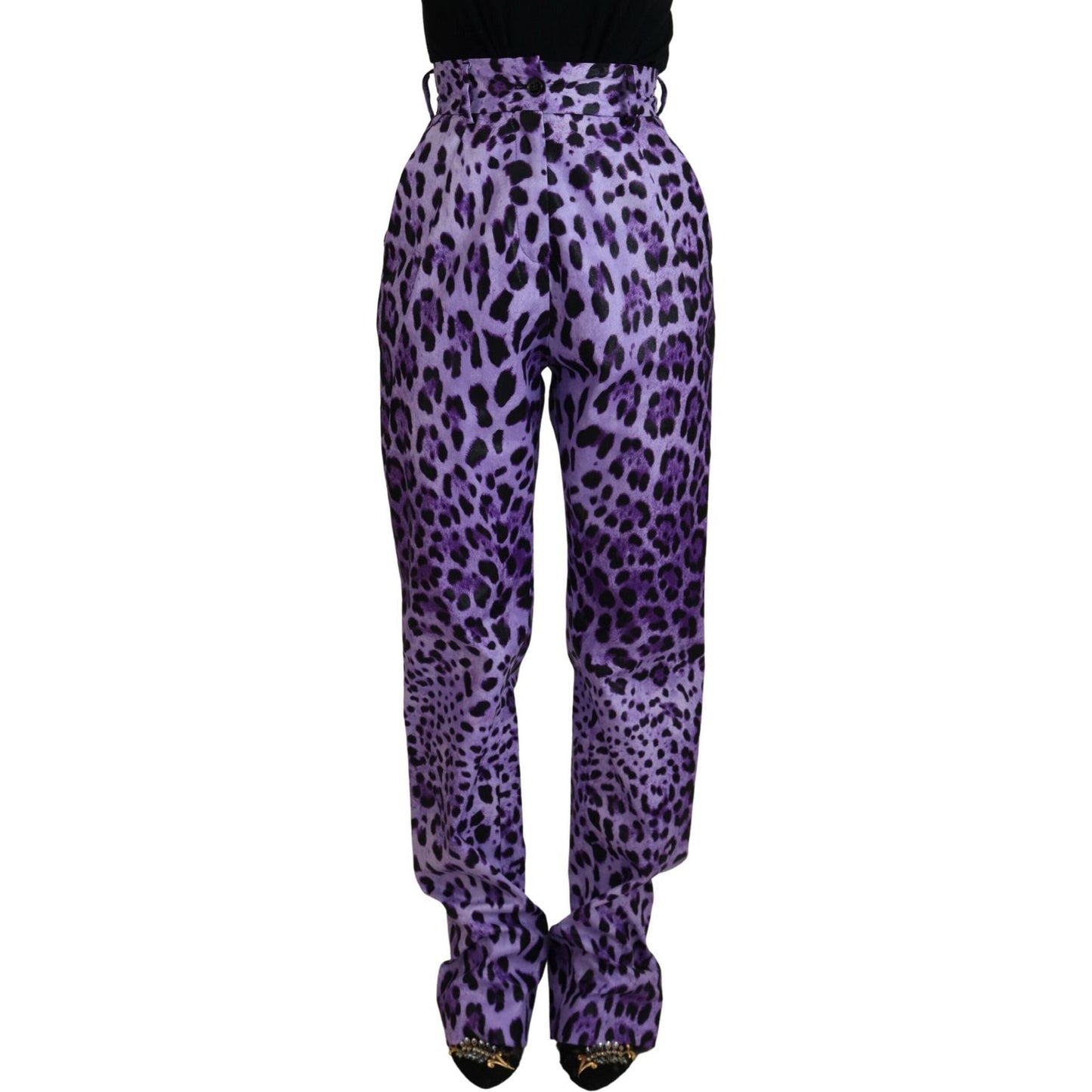 Dolce & Gabbana Elegant High Waist Straight Purple Pants Dolce & Gabbana