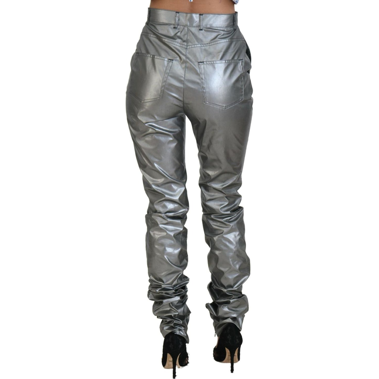 Dolce & Gabbana Elegant High Waist Skinny Pants in Silver Dolce & Gabbana