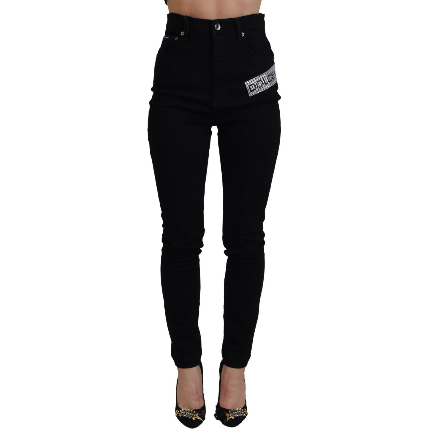 Dolce & Gabbana Chic High Waist Slim Fit Black Jeans Dolce & Gabbana