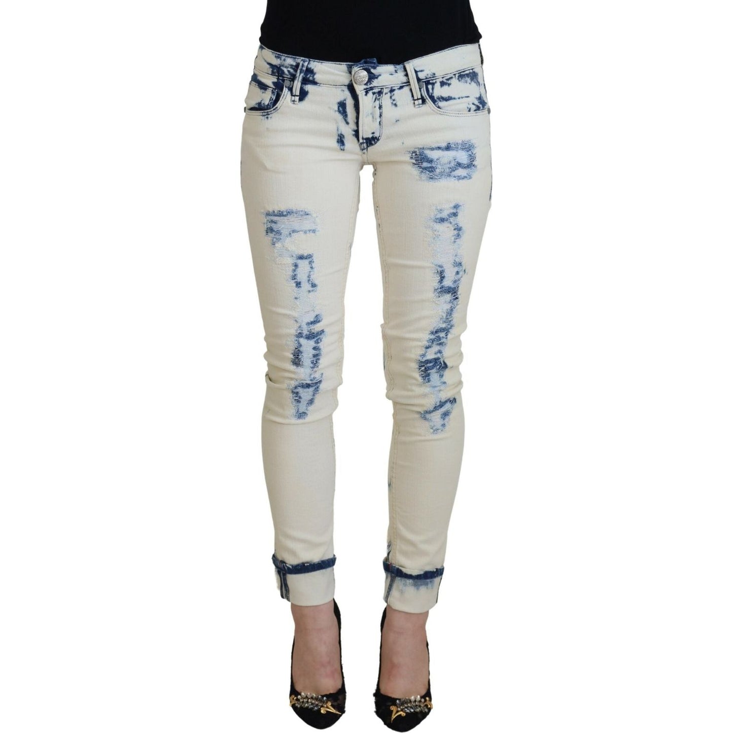 Acht Chic Low Waist Tattered Skinny Jeans Acht