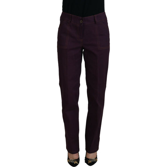 BENCIVENGA Elegant Tapered Purple Cotton Pants BENCIVENGA