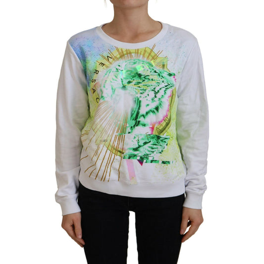Versace Jeans White Graphic Print Long Sleeves Sweater