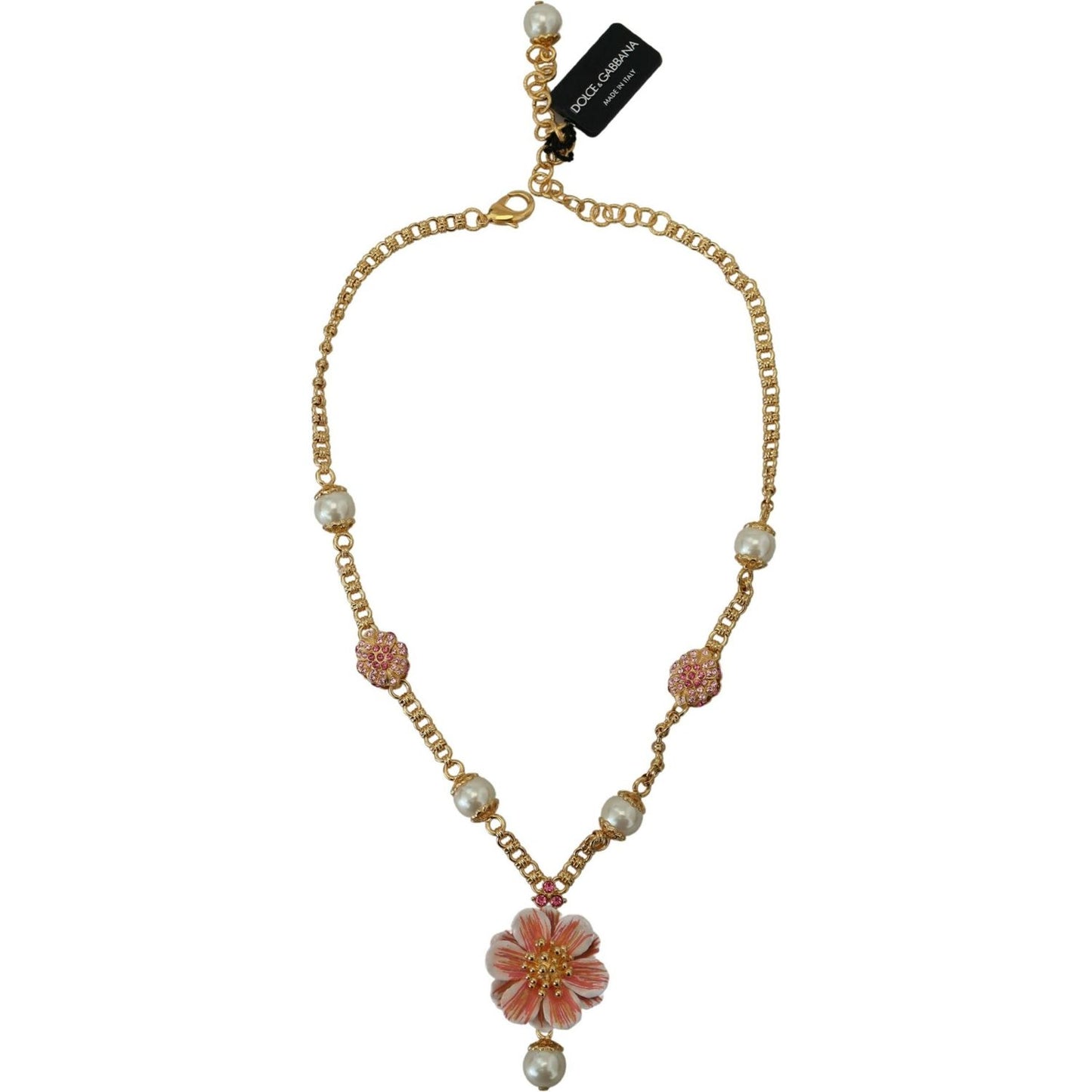 Dolce & Gabbana Elegant Floral Statement Charm Necklace Dolce & Gabbana