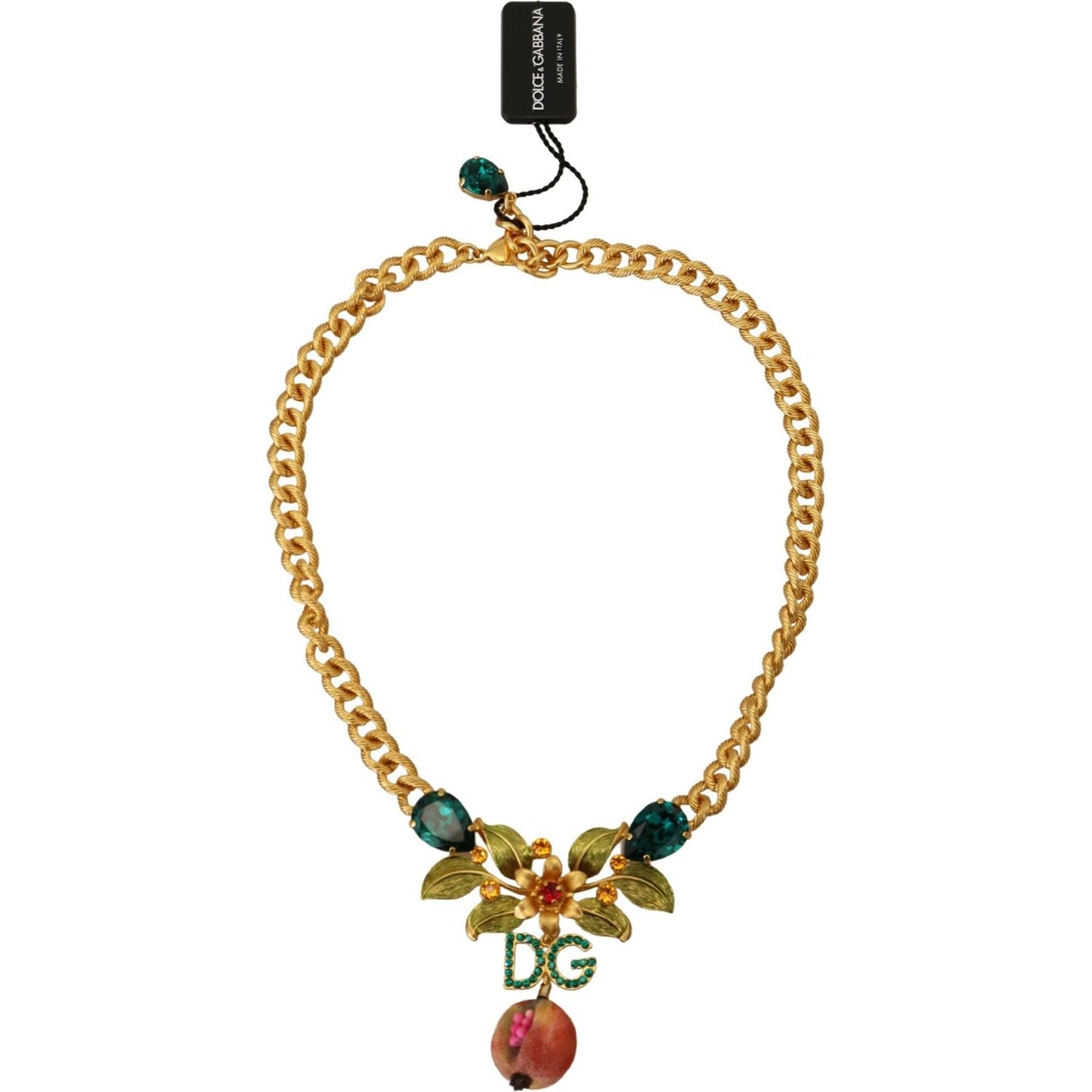 Dolce & Gabbana Elegant Gold-Tone Floral Fruit Necklace Dolce & Gabbana