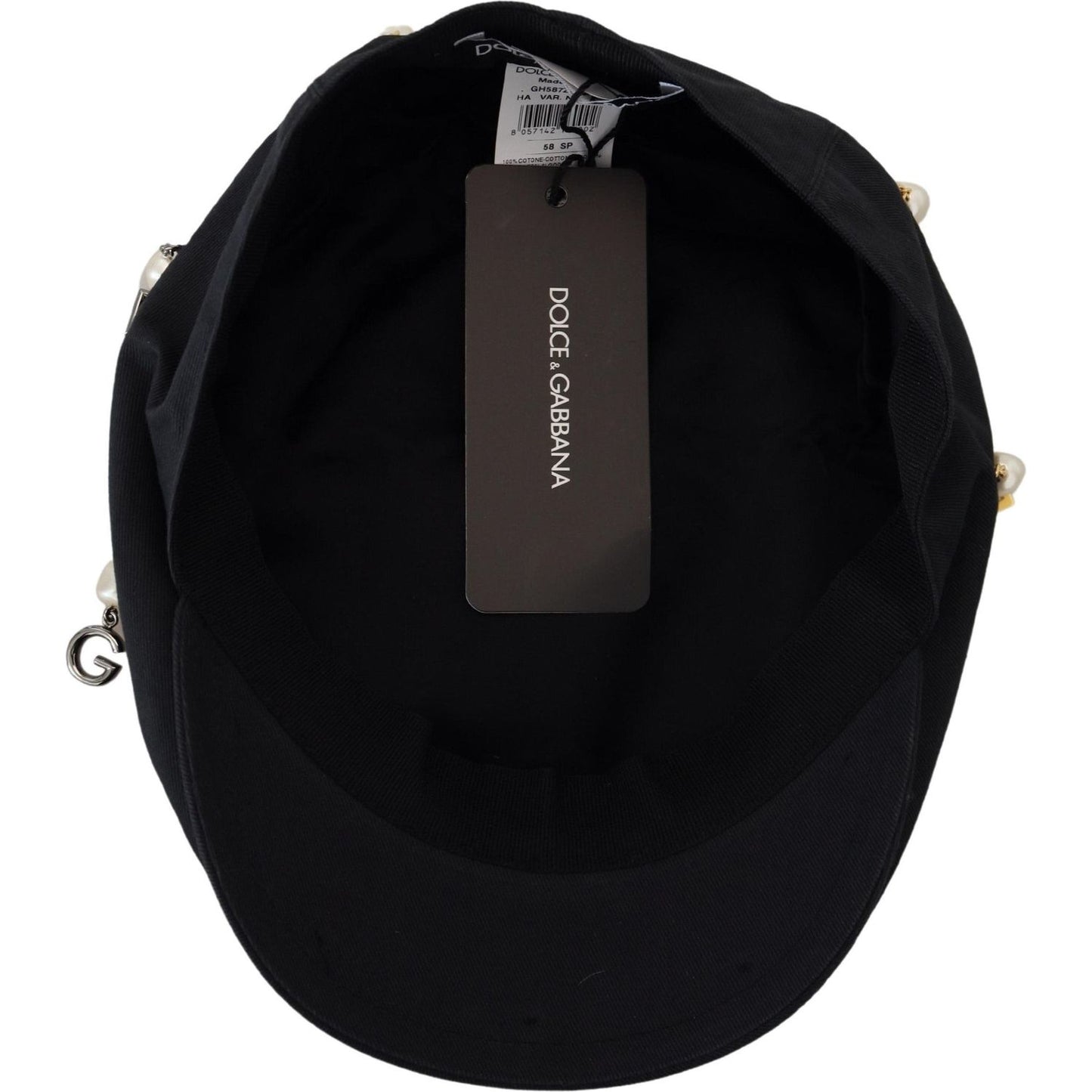 Dolce & Gabbana Elegant Black Cotton Newsboy Hat Dolce & Gabbana