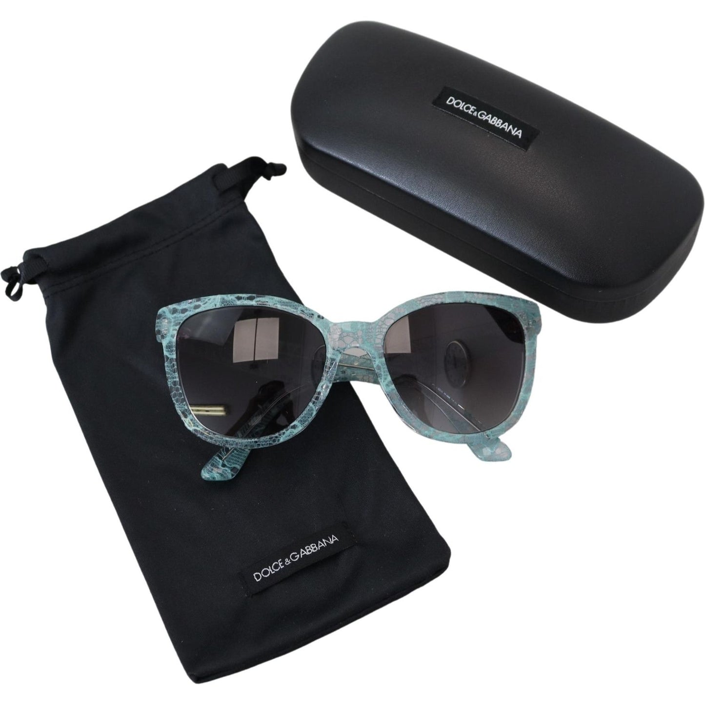 Dolce & Gabbana Elegant Blue Lace Detail Sunglasses Dolce & Gabbana