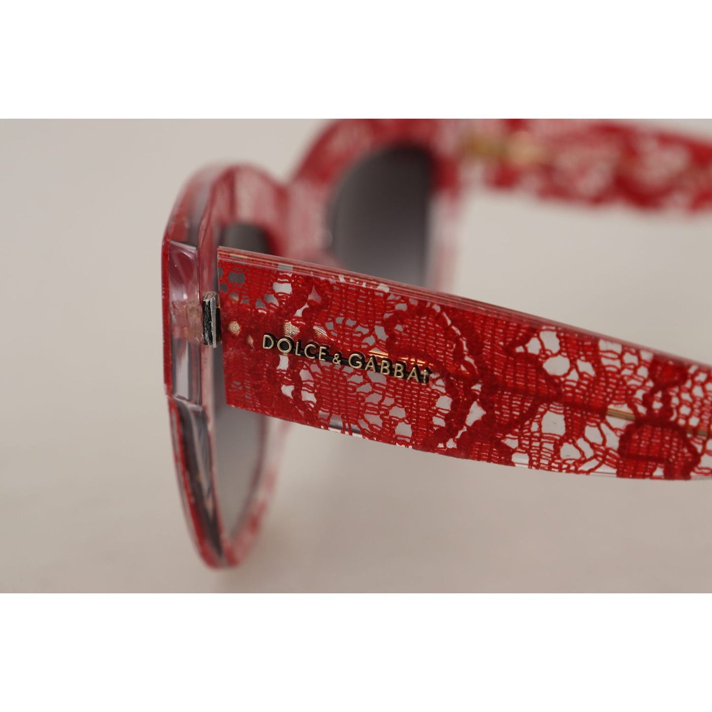 Dolce & Gabbana Elegant Red Lace Detail Sunglasses Dolce & Gabbana