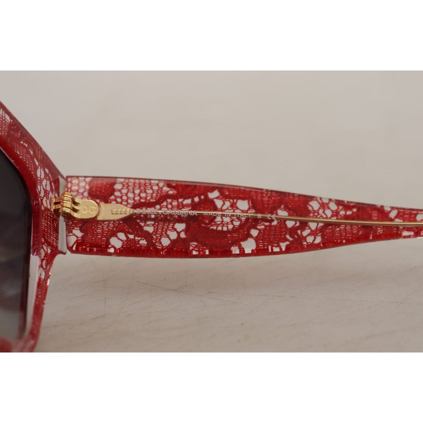 Dolce & Gabbana Elegant Red Lace Detail Sunglasses Dolce & Gabbana