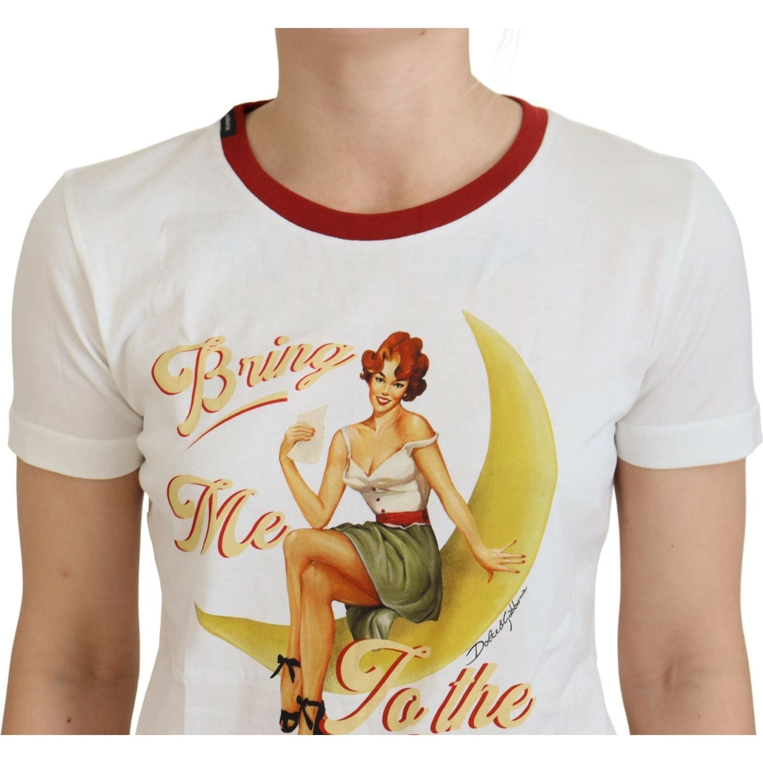 Dolce & Gabbana White Printed Short Sleeves Pullover Top