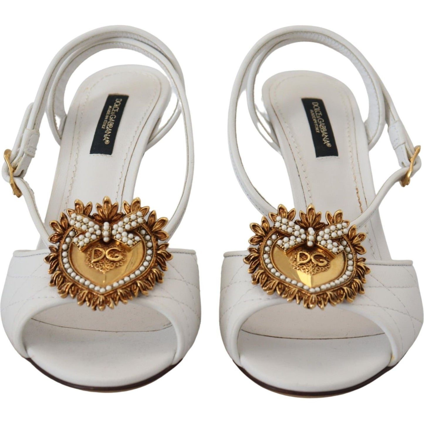 Dolce & Gabbana Devotion Embellished White Leather Stilettos Dolce & Gabbana