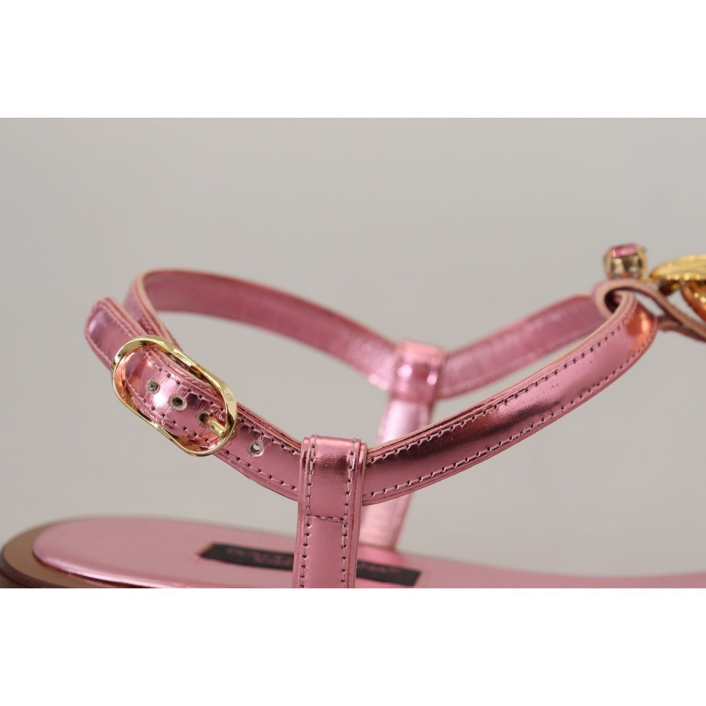 Dolce & Gabbana Chic Pink Leather Sandals with Exquisite Embellishment Dolce & Gabbana