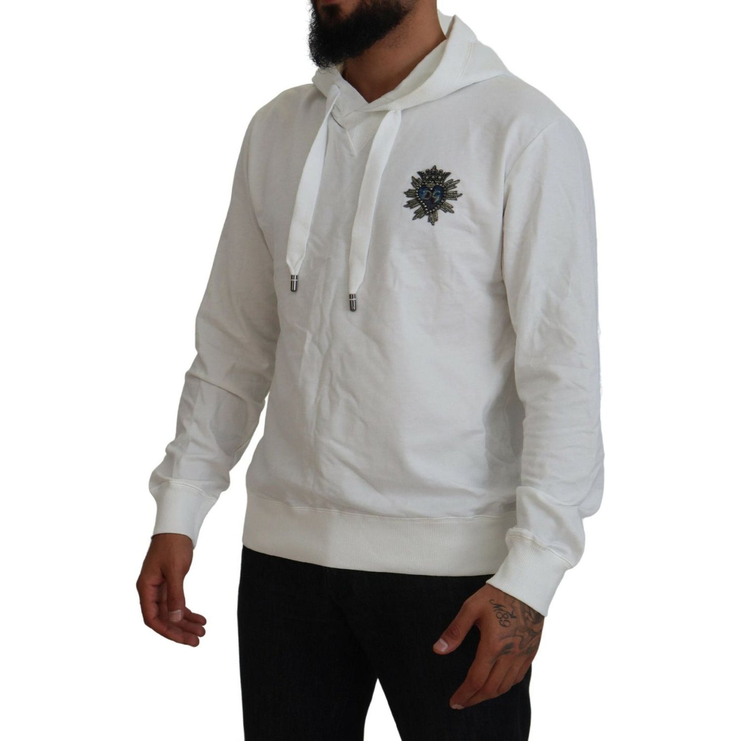 Dolce & Gabbana Elegant White Logo Hooded Sweatshirt Dolce & Gabbana