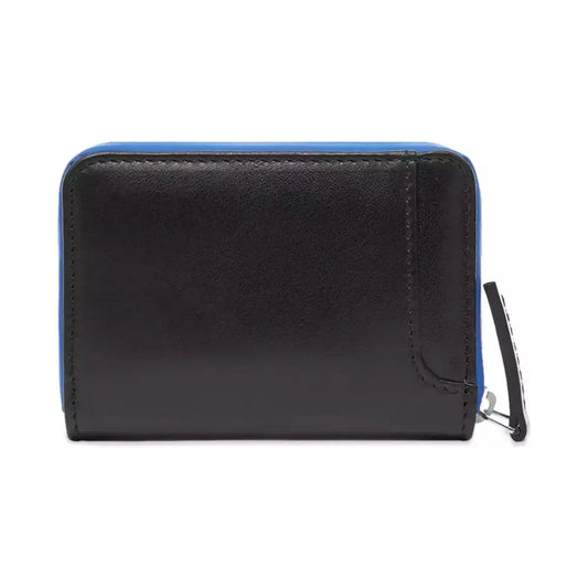 Marcelo Burlon Sleek Black Leather Card Holder with Blue Accents Marcelo Burlon