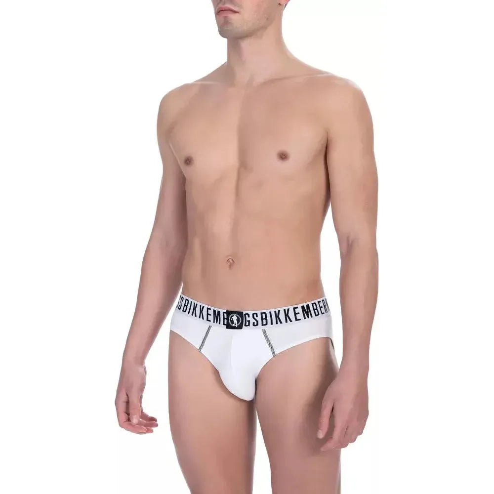 Bikkembergs White Cotton Men Brief Bikkembergs